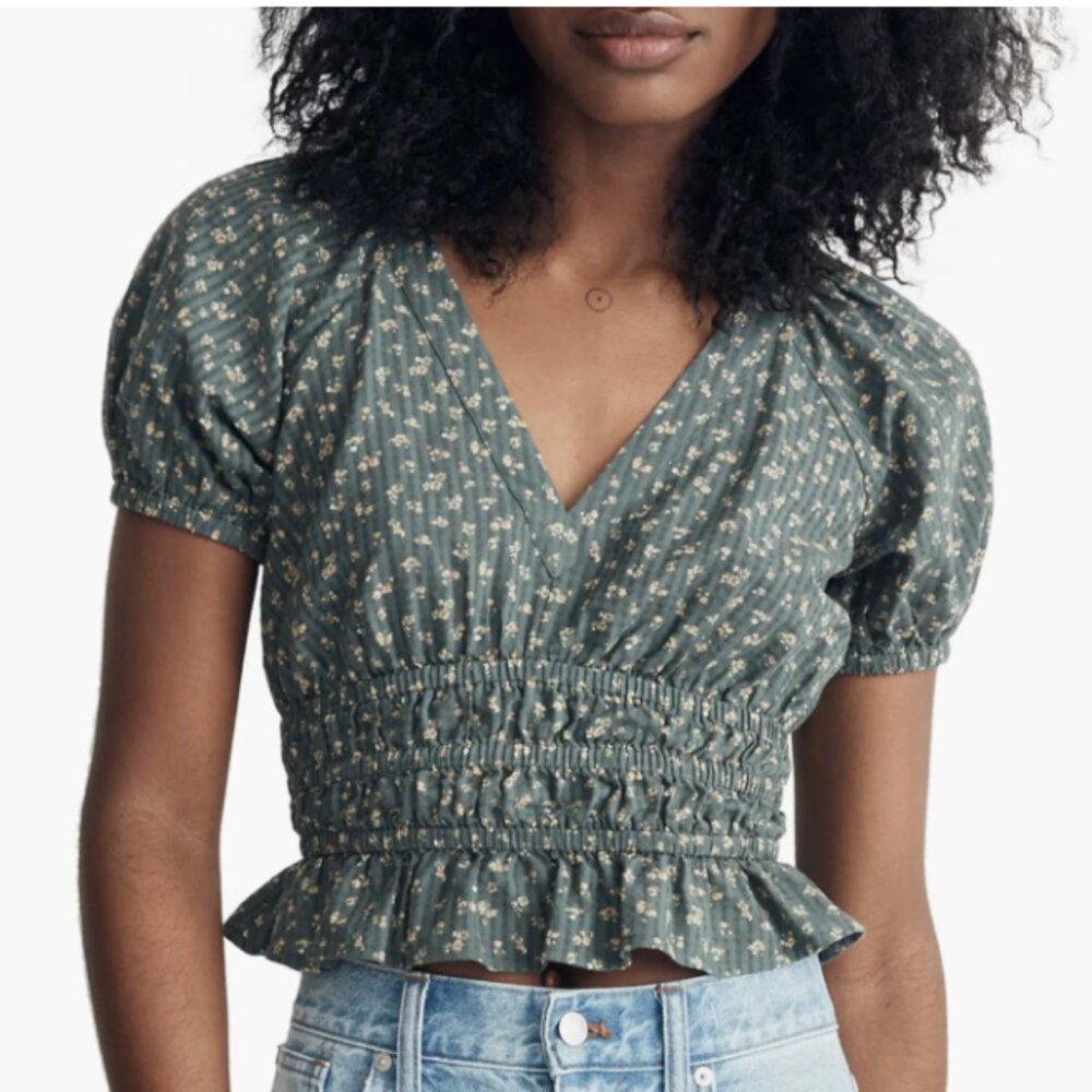 Madewell Manon Cotton Voile Top in Architect Green | Size Large - Picture 2 of 10